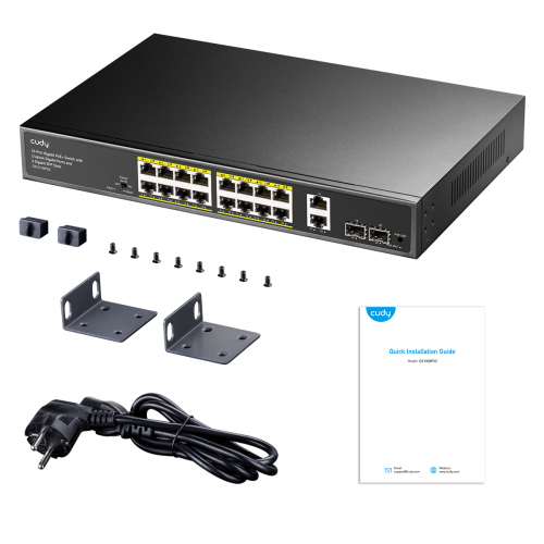 Cudy Switch PoE Gigabit 16PoE + 2GbE + 2SFP Uplink 200W R/M GS1018PS2 Cudy Switch PoE Gigabit 16PoE + 2GbE + 2SFP Uplink 200W R/M GS1018PS2
